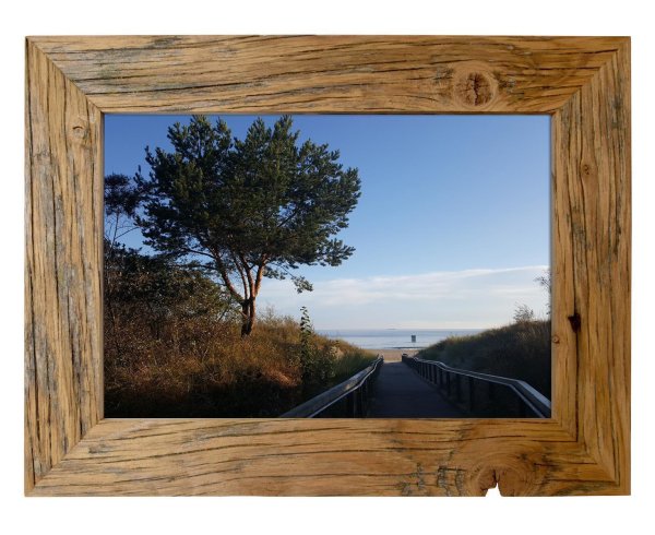 Rustikaler Bilderrahmen 21x30 cm – Dunkelbraun – Recyceltes Holz im Landhausstil