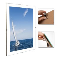 Rahmenloser Bilderrahmen 13x18 cm – Glas – Fotorahmen mit Clip-Design, Aufsteller und Wandaufhängung